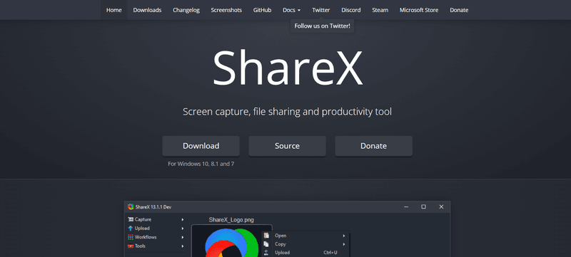 ShareX Homepage Online Video Recording Software